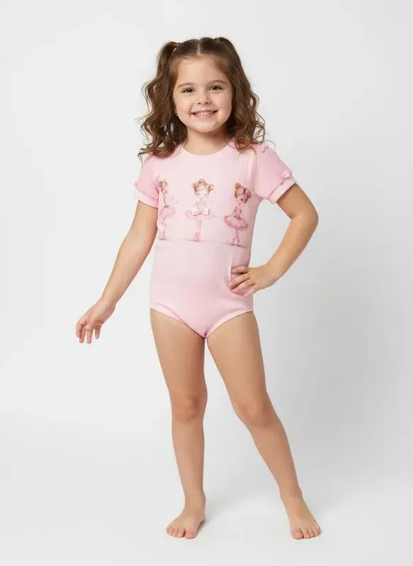 Body Canelado Infantil Para Menina - ROSA 6