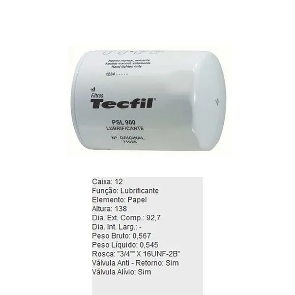 Filtro De Oleo Tecfil Psl900 Audi A4 A6