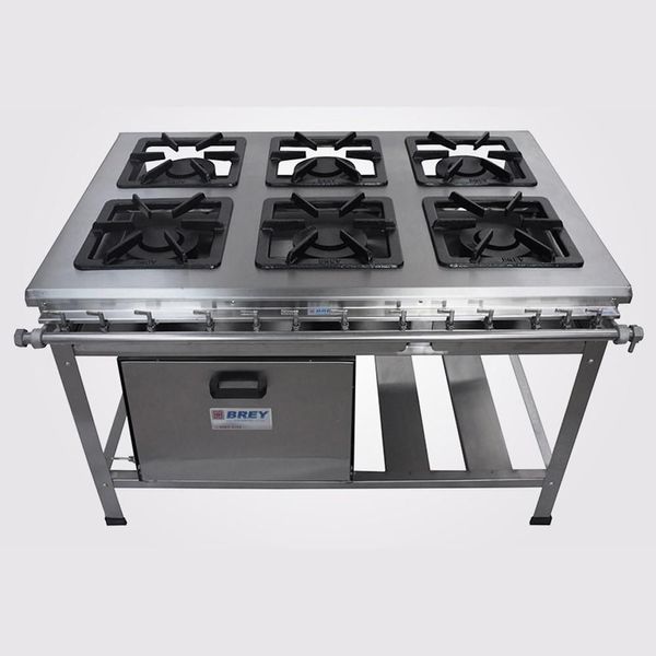 Fogão 6 Bocas Inox Com Forno Extra Metal Brey 206-f-i