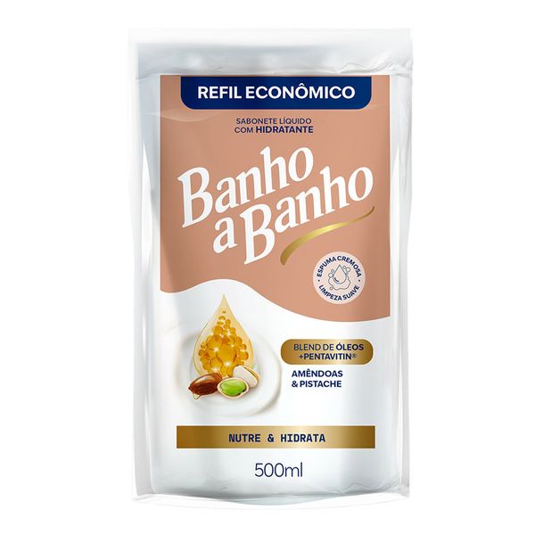 Sabonete Líquido Banho a Banho Amêndoas & Pistache 500ml Refil