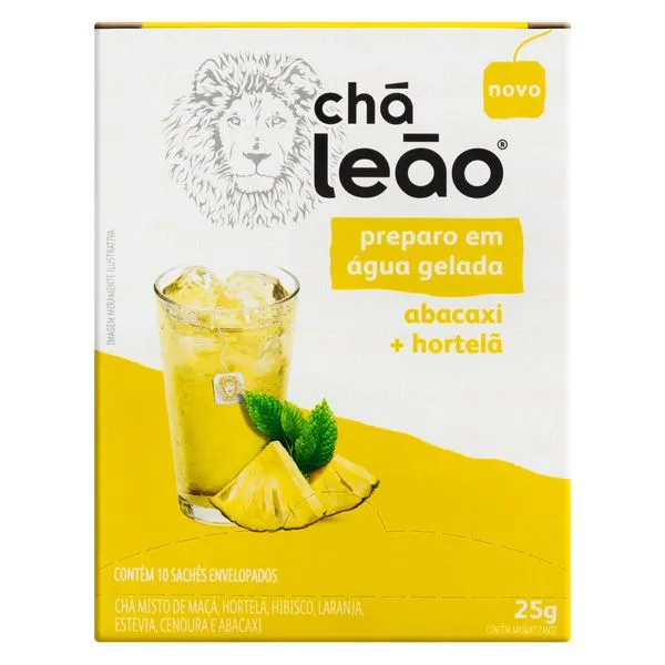 Chá Gelado Leão Abacaxi e Hortelã 10 Sachês Ch? Le?o Gelado Abacaxi e Hortel? 10 Unidades