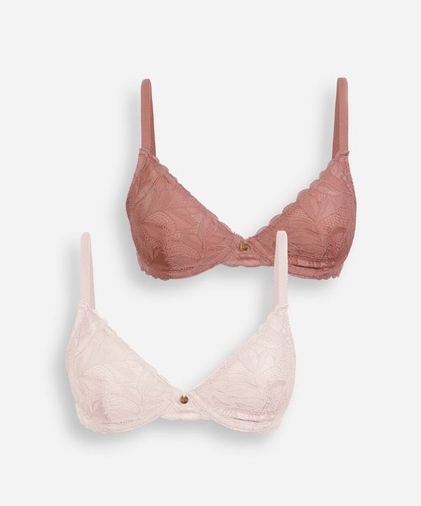 kit de 2 sutiãs meia taça de renda colorido 42