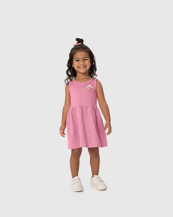 Vestido Infantil Alça Dupla Em Malha Texturizada Malwee Kids Rosa - 8