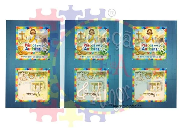 Kit 18 adesivos de Páscoa Autistas para tabletes de chocolates 5 cm - Faça você mesmo