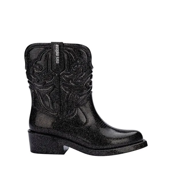 Mini Melissa Texas Boot Infantil Preto Glitter Prata 36192-31