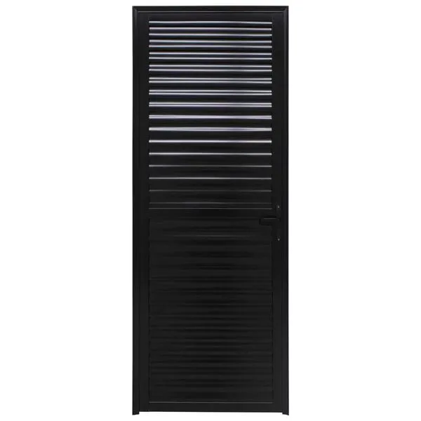 Porta de Giro com Veneziana Caribe 215x80cm Esquerda Vedada em Alumínio Preta Jap Telecom Porta de Giro Veneziana Caribe 215x80cm Esquerda Alumínio Preta Jap Telecom