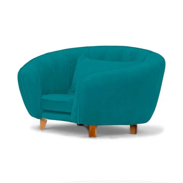 Caminha Mini Poltrona para Pets Loja Sheep Bela para Cães e Gatos em Madeira de Eucalipto e Veludo Azul 43x65x62cm Caminha Mini Poltrona para Pets Loja Sheep Bela para Cães e Gatos em Veludo Azul com Almofadinha