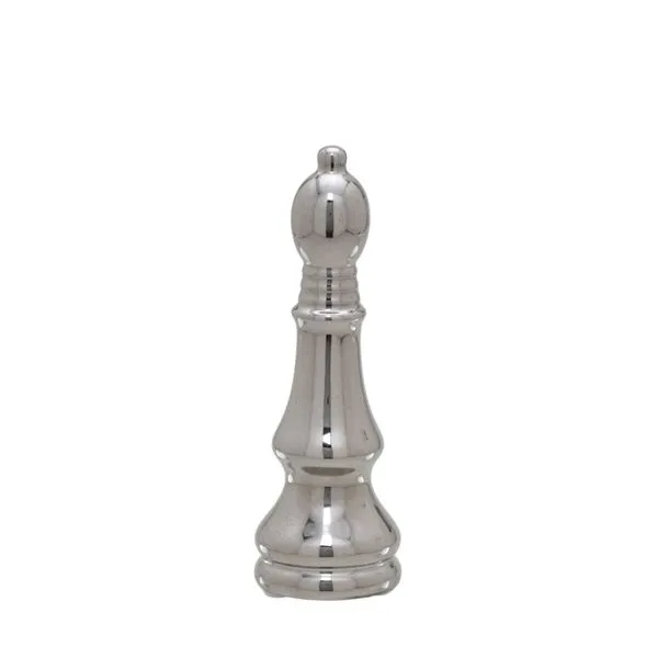 Enfeite Decorativo Bispo Cerâmica Prata 15,5x5x5cm 123201 - Mabruk Presentes