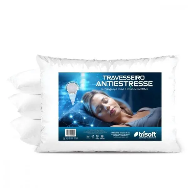 Travesseiro Antiestresse Lavável 50x70cm Fio De Carbono Branco