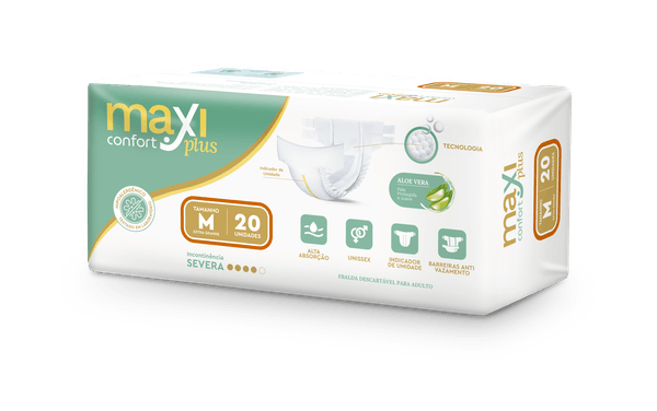 Fralda Geriátrica Maxi Confort Plus M com 20 Unidades