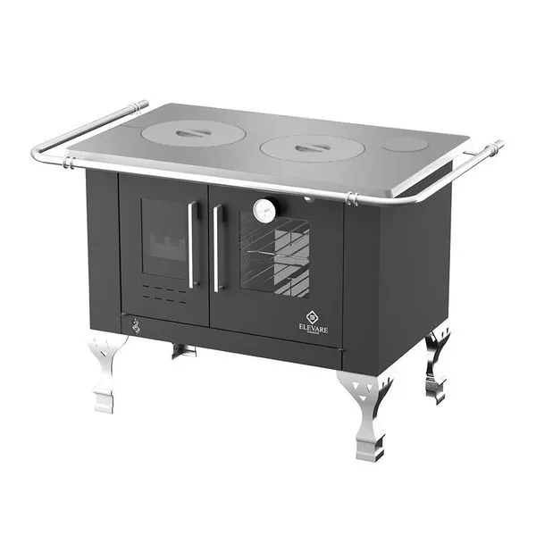 Fogão a Lenha 4 Bocas com Forno 40L Elevare Industrial Elegance Chefe N°01 Direito Chapa Alumínio Preto Fogão a Lenha 4 Bocas com Forno 40L Elevare Industrial Elegance Chefe N°01 Direito Preto