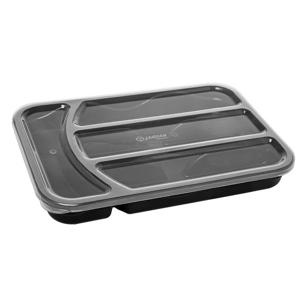 Porta Talher Organizador de Gaveta Jaguar Plástico com Tampa Preto