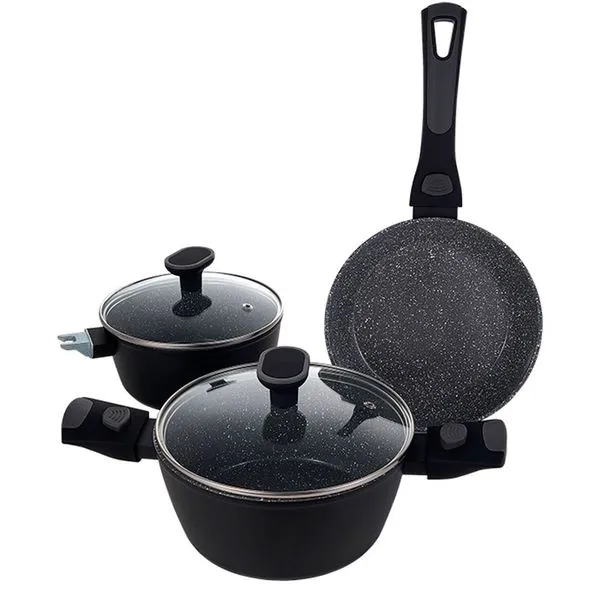 Jogo de Panelas 3 Peças Mimo Versat Cook Black 9454 Preto PJ3UBK