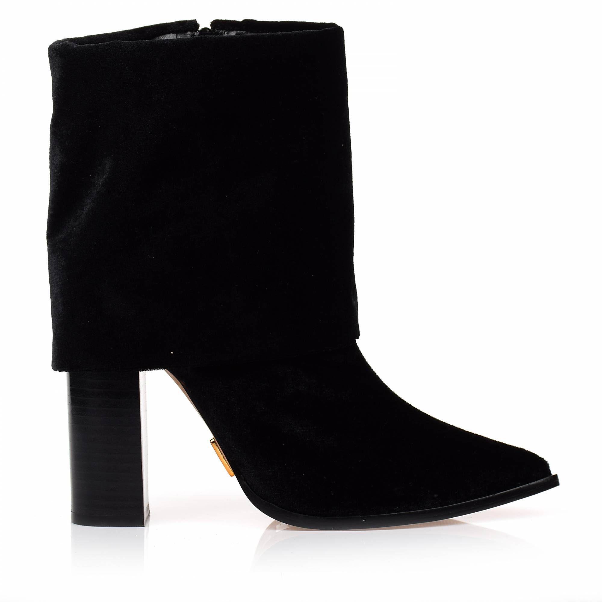 Bota Salto Alto Veludo Preto