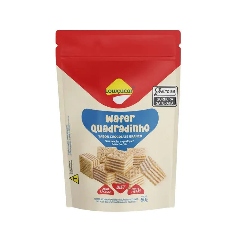 Biscoito Wafer Quadradinho Diet Zero Lactose Chocolate Branco Lowçúcar 60g