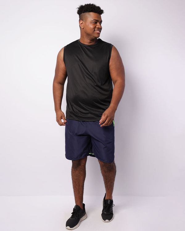 Bermuda Esportiva Plus Size Masculina Recortes Neon Marinho G2