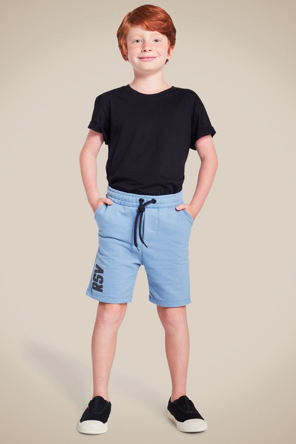 Bermuda Mini Moletom Color Azul Jeans - 12
