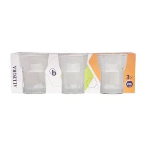 Conjunto Copos Água Allegra 256ml Vidro 3 Peças 8,2x6,3x8,4cm B0412 - bee