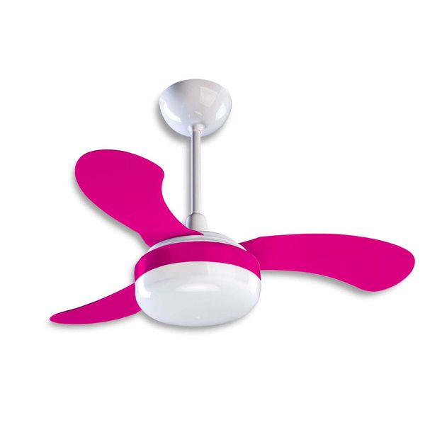 Ventilador de teto 110V com 3 pás Petit branco e rosa Ventisol