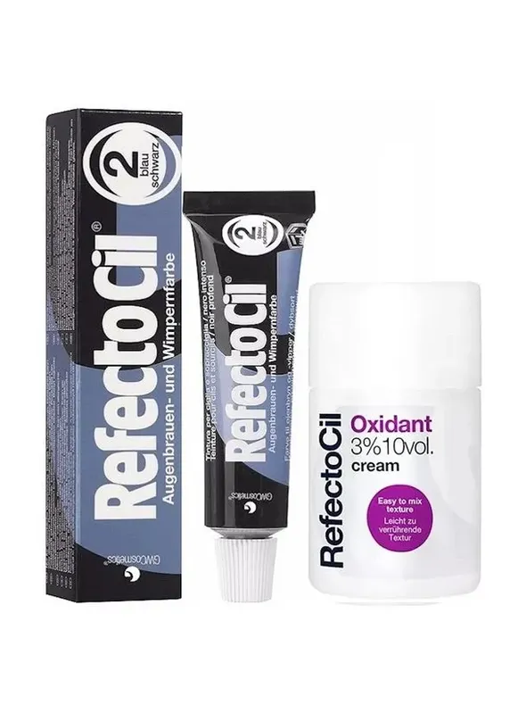 Kit Refectocil 1 Tinta + 1 Oxidante Creme N°2 Preto Azulado