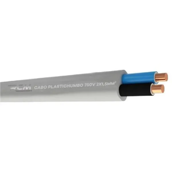 Fio Elétrico Plastichumbo 750V 2x1,5mm para Instalações Residenciais Comerciais e Industriais RCM Cabos Elétricos Fio Elétrico Plastichumbo 750V 2x1,5mm Residencial Comercial Industrial RCM