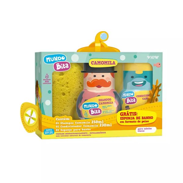 Kit Shampoo e Condicionador Camomila Mundo Bita com Esponja