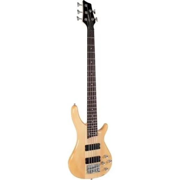 Contrabaixo Elétrico GB-205A Sonic-X com 5 Cordas de Aço, Captadores Ativos e Acabamento Natural Brilhante Giannini Contrabaixo Elétrico GB-205A Sonic-X 5 Cordas com Captadores Ativos Natural Brilhante Giannini