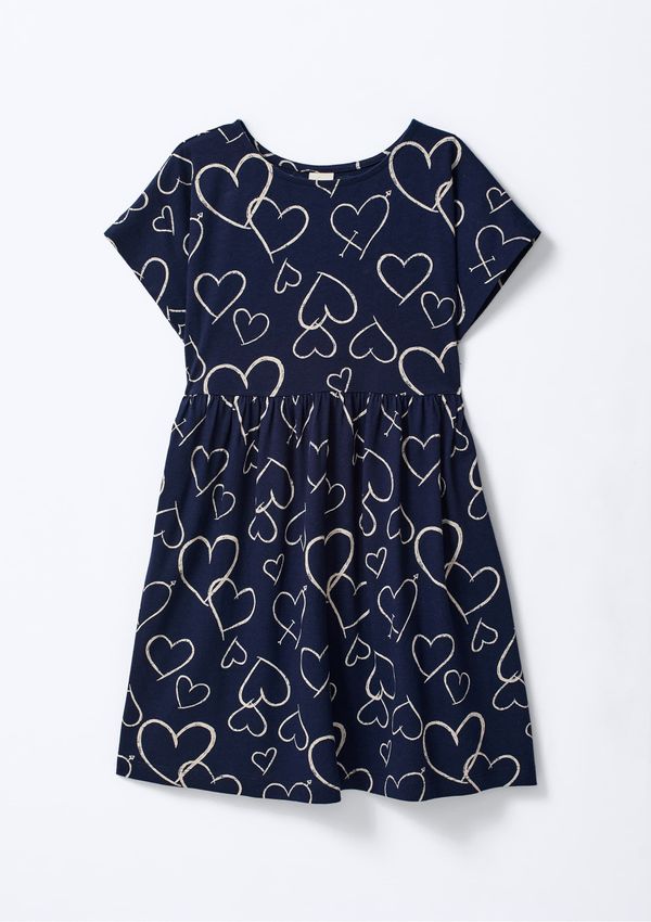 Vestido Curto Infantil Estampado Em Algodão - Azul 012