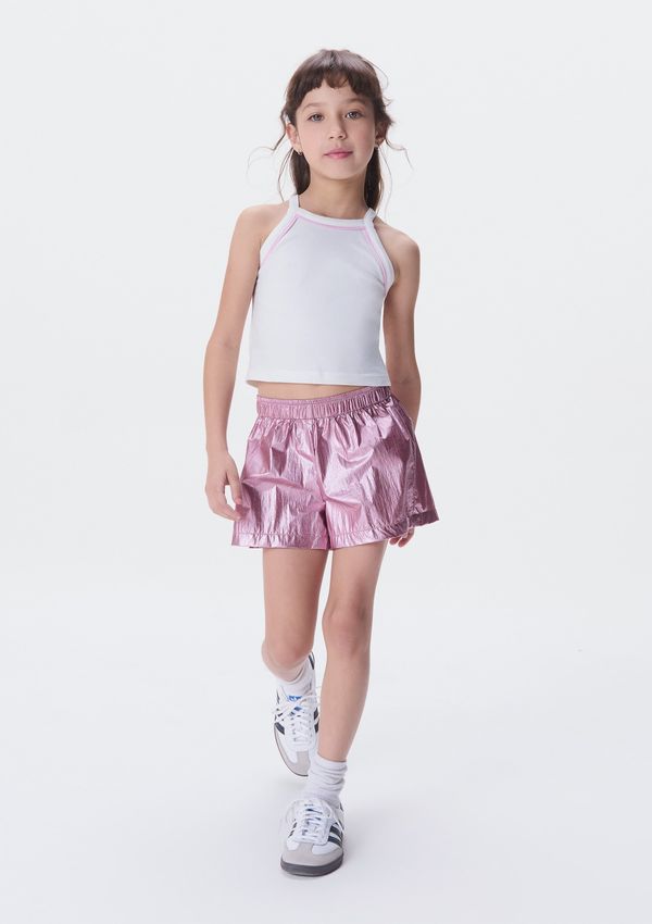 Shorts Infantil Menina Metalizado - Rosa 005