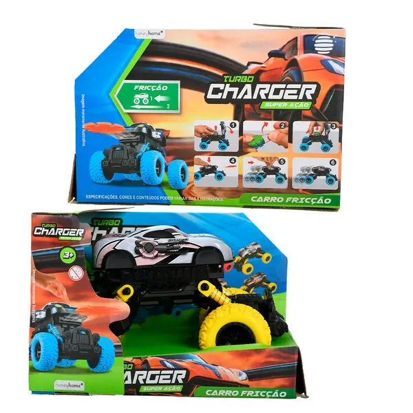 Carro Fricção Turbo Charge com Lança Discos Plástico Sortido LM3199 - honeyhome