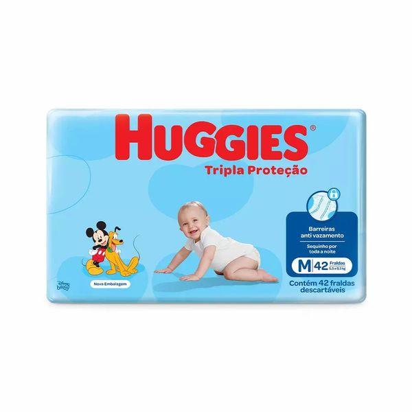 Fralda Descartável Huggies Tripla Proteção Tamanho M com 42 Unidades