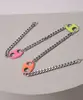 Colar Feminino com Elos de Resina Neon Prateado Único