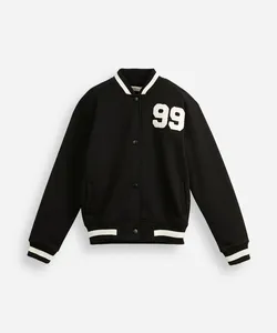 jaqueta bomber juvenil de moletom college preta 12