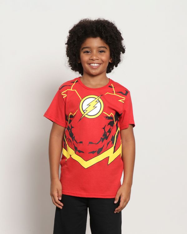 Camiseta Infantil Estampa Flash + Brinde Máscara Vermelha 4