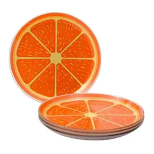 Prato De Vidro Decor Glass 4 Unidades Pequeno Laranja (MP)