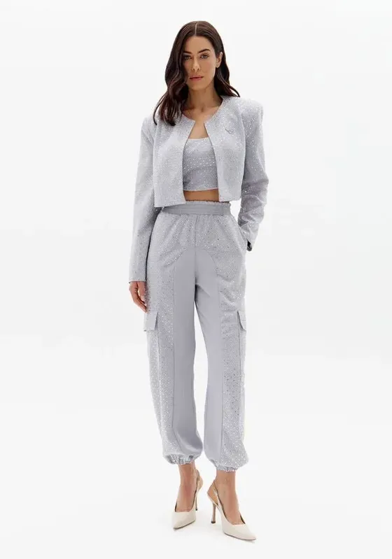 Calça Jogging Cintura Média Shine Cinza G