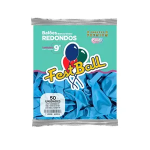 Balão Liso 9 Polegadas Azul Candy 50 Unidades 314 - Festball