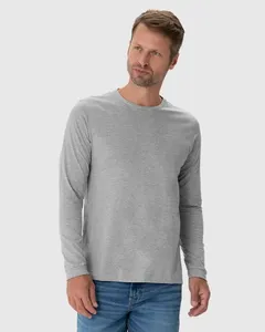 Camiseta Básica Masculina Punho Aplicado Em Algodão Cinza - M