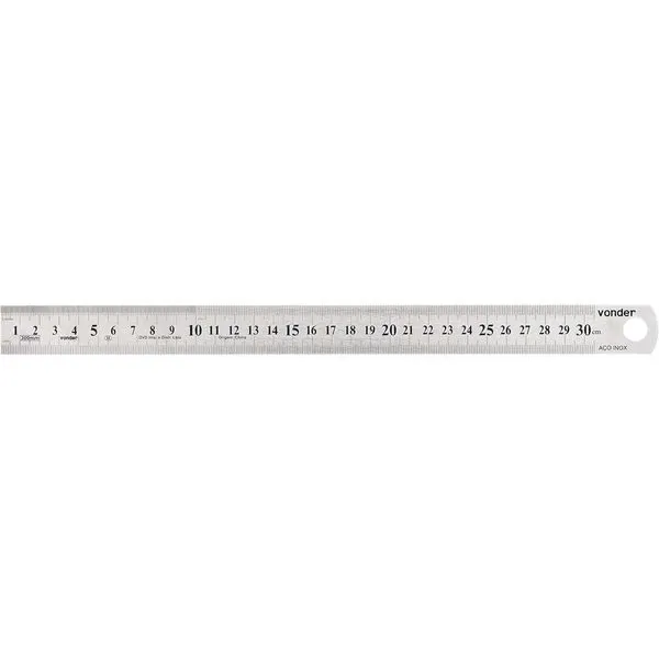 Escala Régua de Aço Inox 300 mm - VONDER