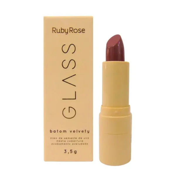 Batom Ruby Rose Bala Velvety Glass BG02 HB 548 BT BALA RUBY ROSE VELVETY GLASS BG02 HB
