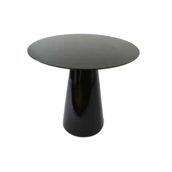 Mesa Lateral Cone Redonda 41cm Laqueada Preto
