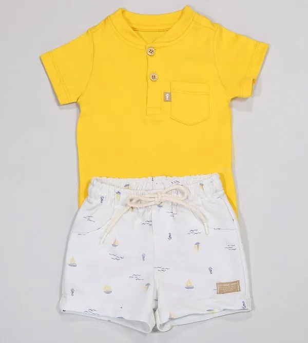 Conjunto Body Shorts Boy - 1243017 De 3 a 12 meses Amarelo - GG