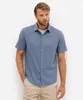 camisa comfort masculina com linho manga curta azul GG