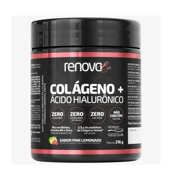 Colágeno + Ácido Hialurônico Renove Be Sabor Pink Lemonade 216g