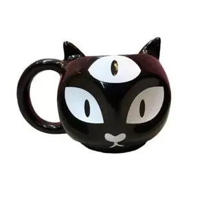Caneca 3d Gato Terceiro Olho Cerâmica 300ml Broglio Preta