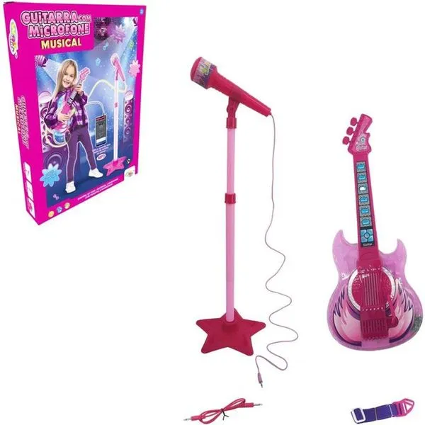 Guitarra C- Microfone Musical Infantil Rosa - Wellkids