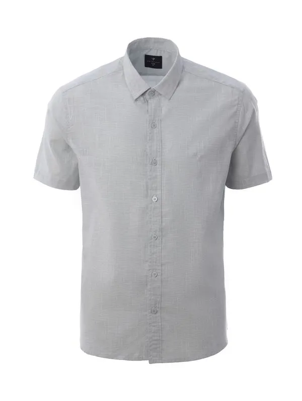 Camisa Slim Fit Manga Curta Masculina CINZA CLARO P
