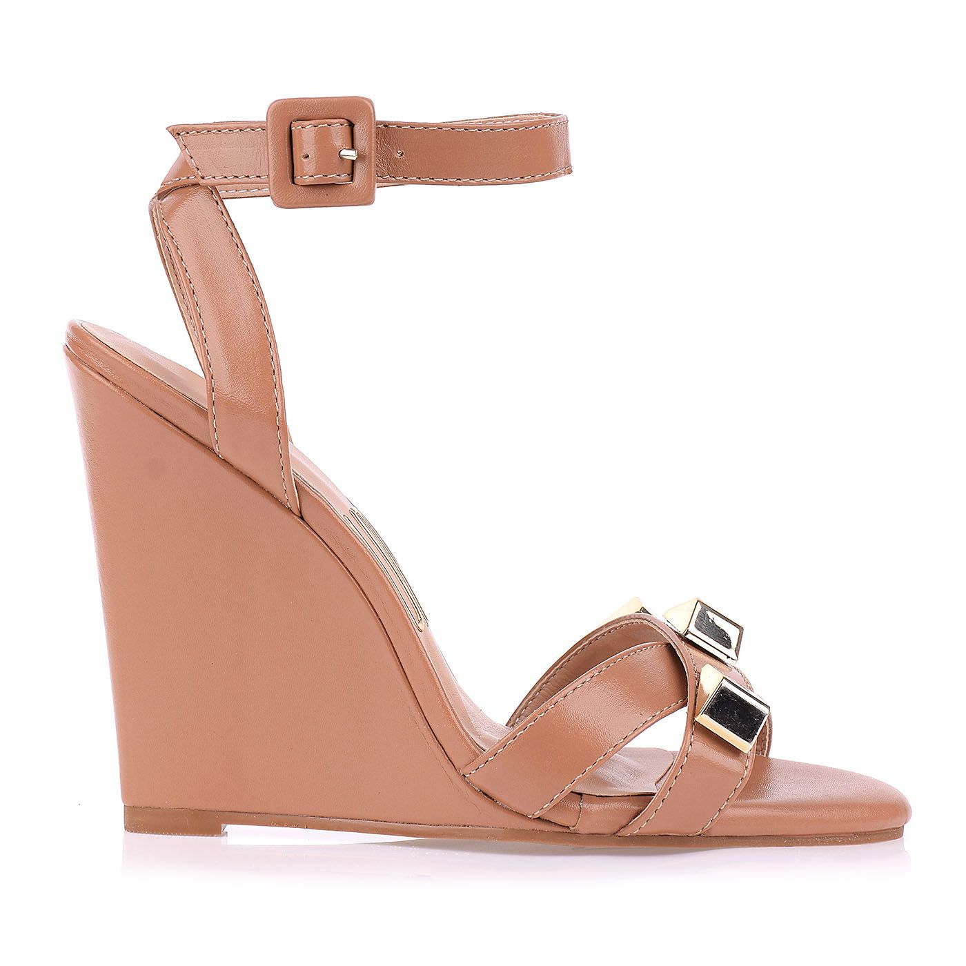 Anabela Salto Alto New Couro Tan