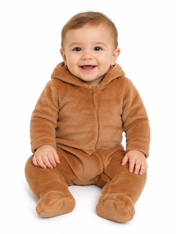 Macacão Fleece Infantil Para Bebê - CAQUI P