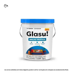 Tinta Acrílica Standard Semibrilho Glasu Suvinil Balde 3,6L Brilho Prático Branco Neve (MP)